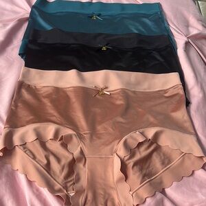 Elegant Women's Panties Set - Blue, Black, and Peach